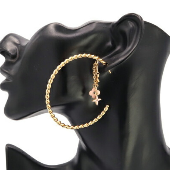 LOUIS VUITTON Earrings Creole Sweet Monogram M65749 Hoop Twist Pink Kadena Women - Picture 8 of 8